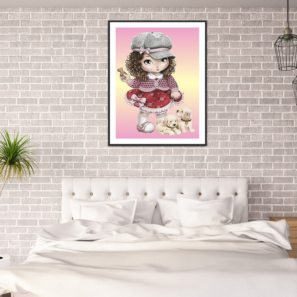 Cartoon Girl - Full Round Drill Diamond Painting 30*40CM