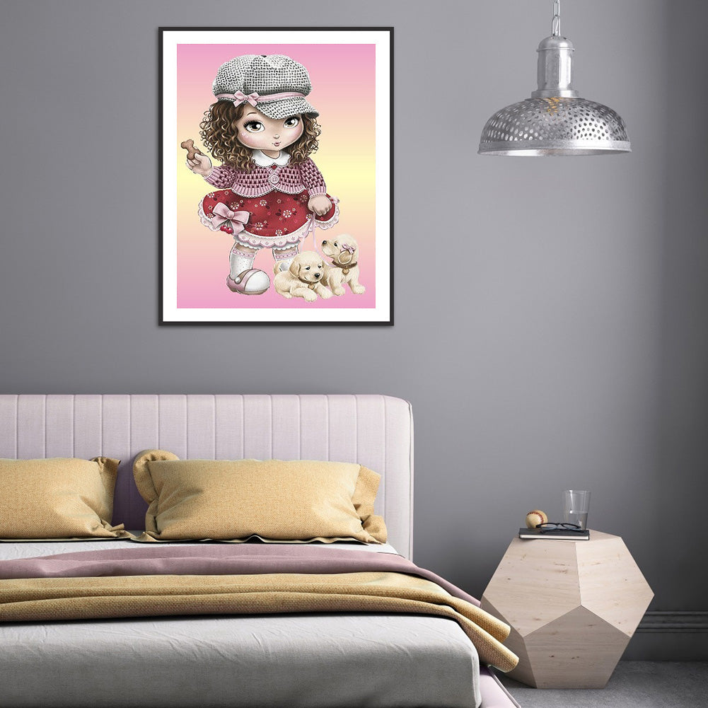 Cartoon Girl - Full Round Drill Diamond Painting 30*40CM