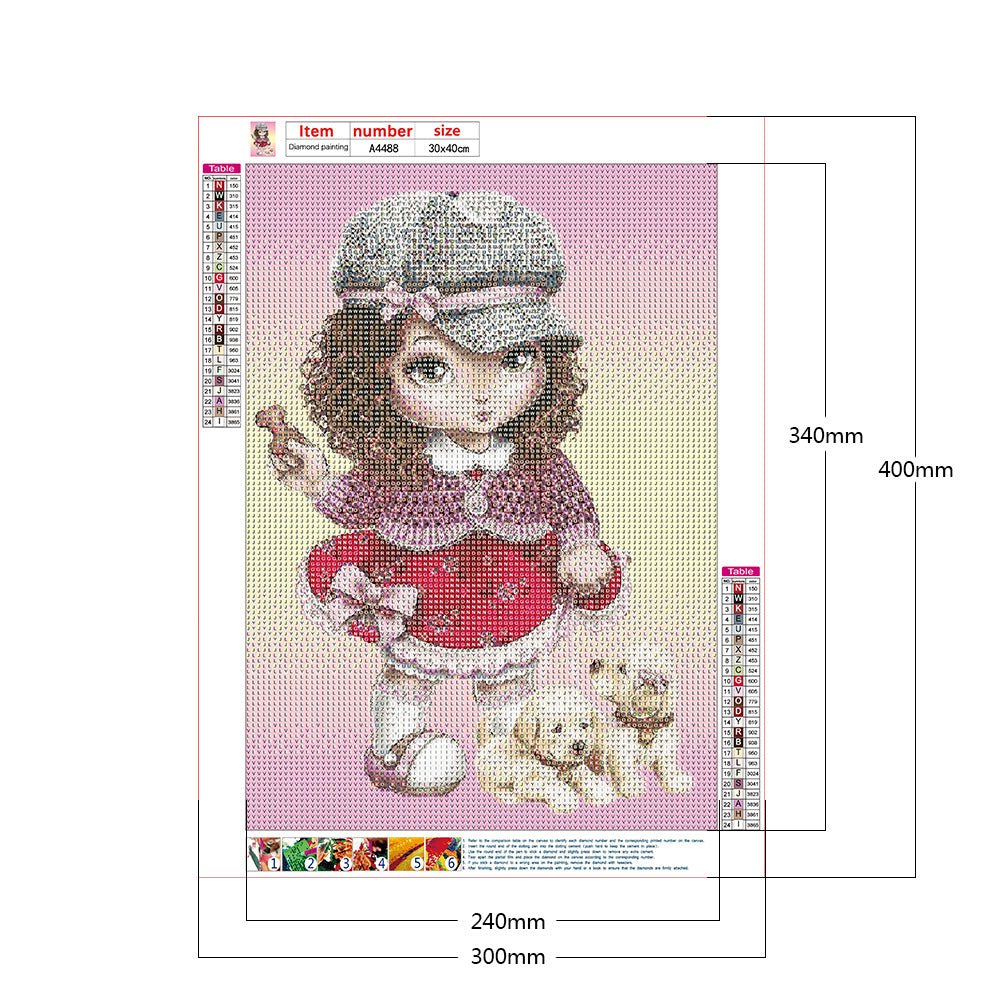 Cartoon Girl - Full Round Drill Diamond Painting 30*40CM