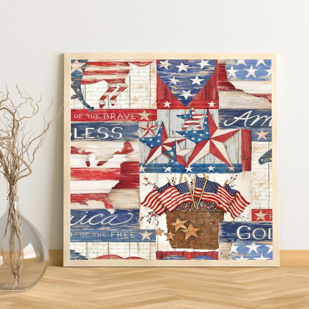 Flag Collage - Full Round Drill Diamond Painting 40*40CM