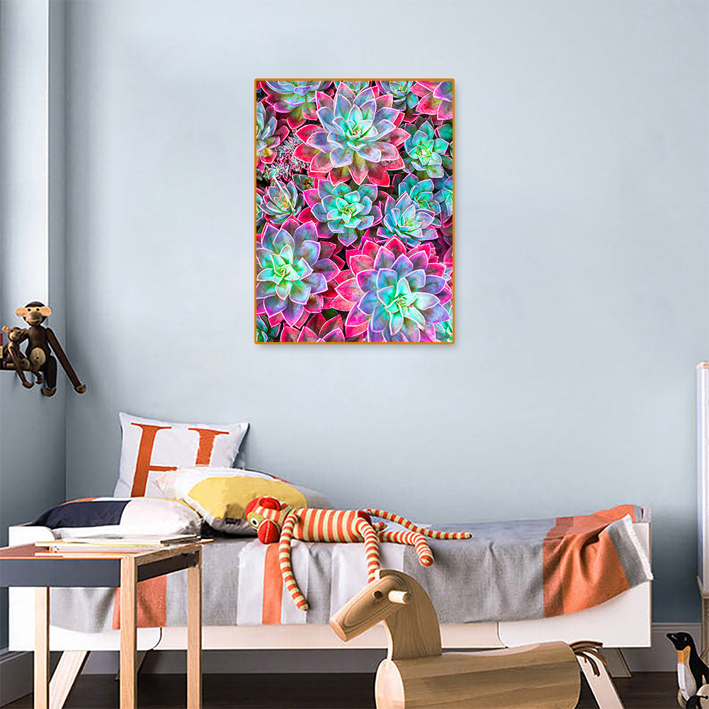 Color Succulents - Full Round Drill Diamond Painting 30*40CM