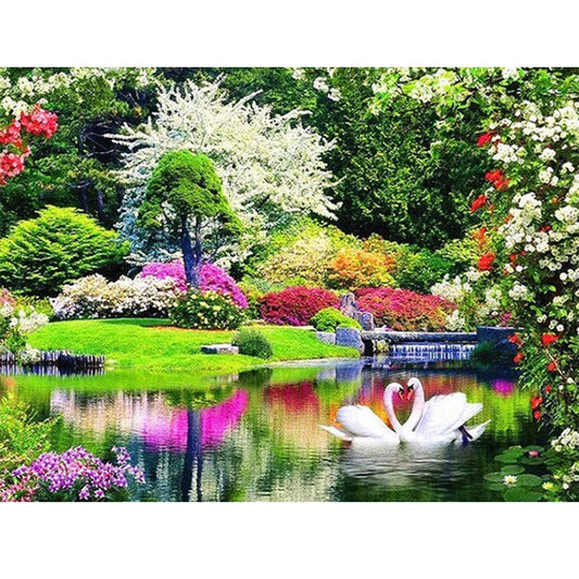 Swan Lake - Full Round Drill Diamond Painting 40*50CM