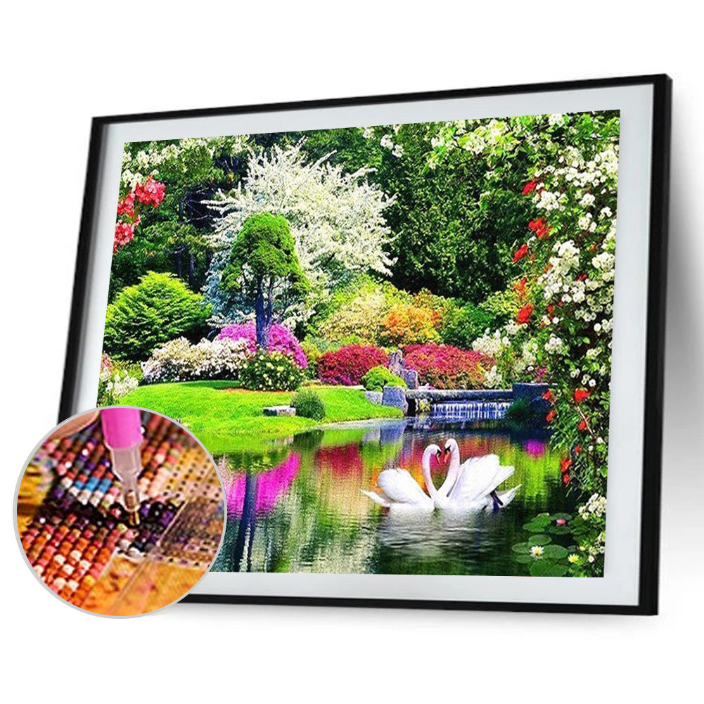 Swan Lake - Full Round Drill Diamond Painting 40*50CM