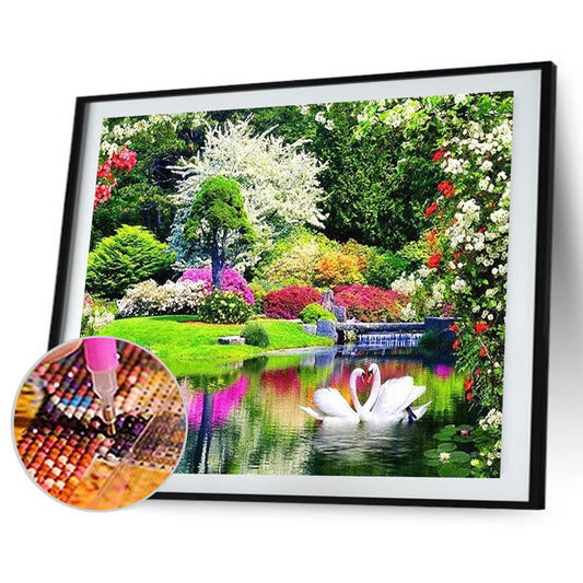 Swan Lake - Full Round Drill Diamond Painting 40*50CM