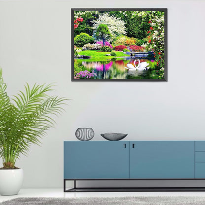 Swan Lake - Full Round Drill Diamond Painting 40*50CM