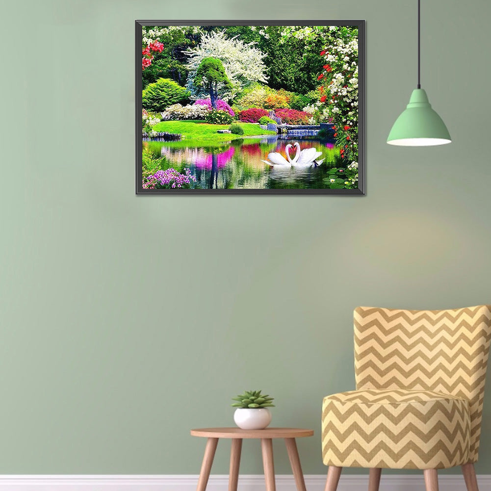 Swan Lake - Full Round Drill Diamond Painting 40*50CM