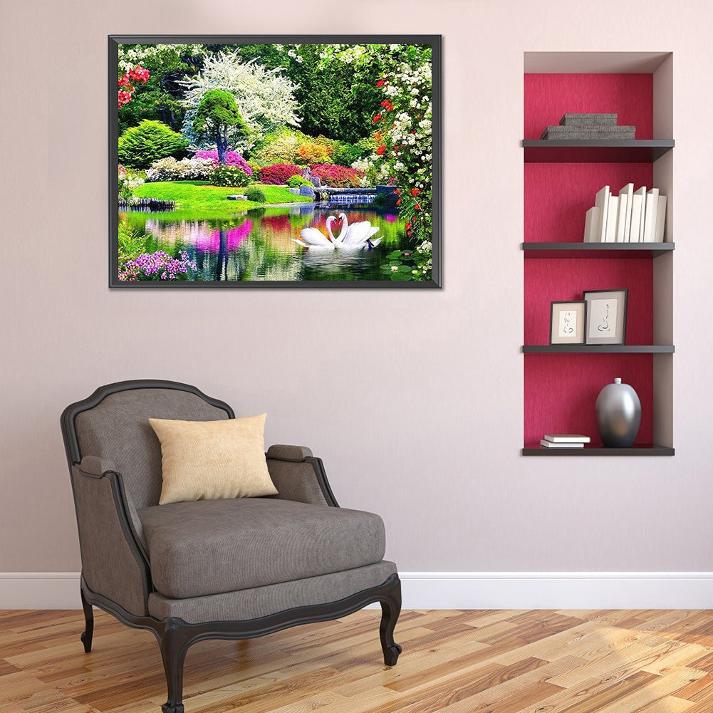Swan Lake - Full Round Drill Diamond Painting 40*50CM