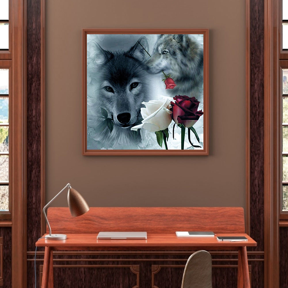 Wolf Rose - Full Round Drill Diamond Painting 50*50CM