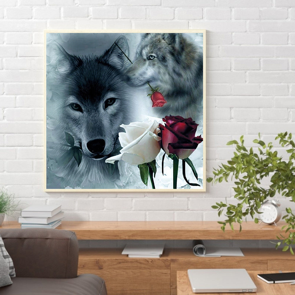 Wolf Rose - Full Round Drill Diamond Painting 50*50CM