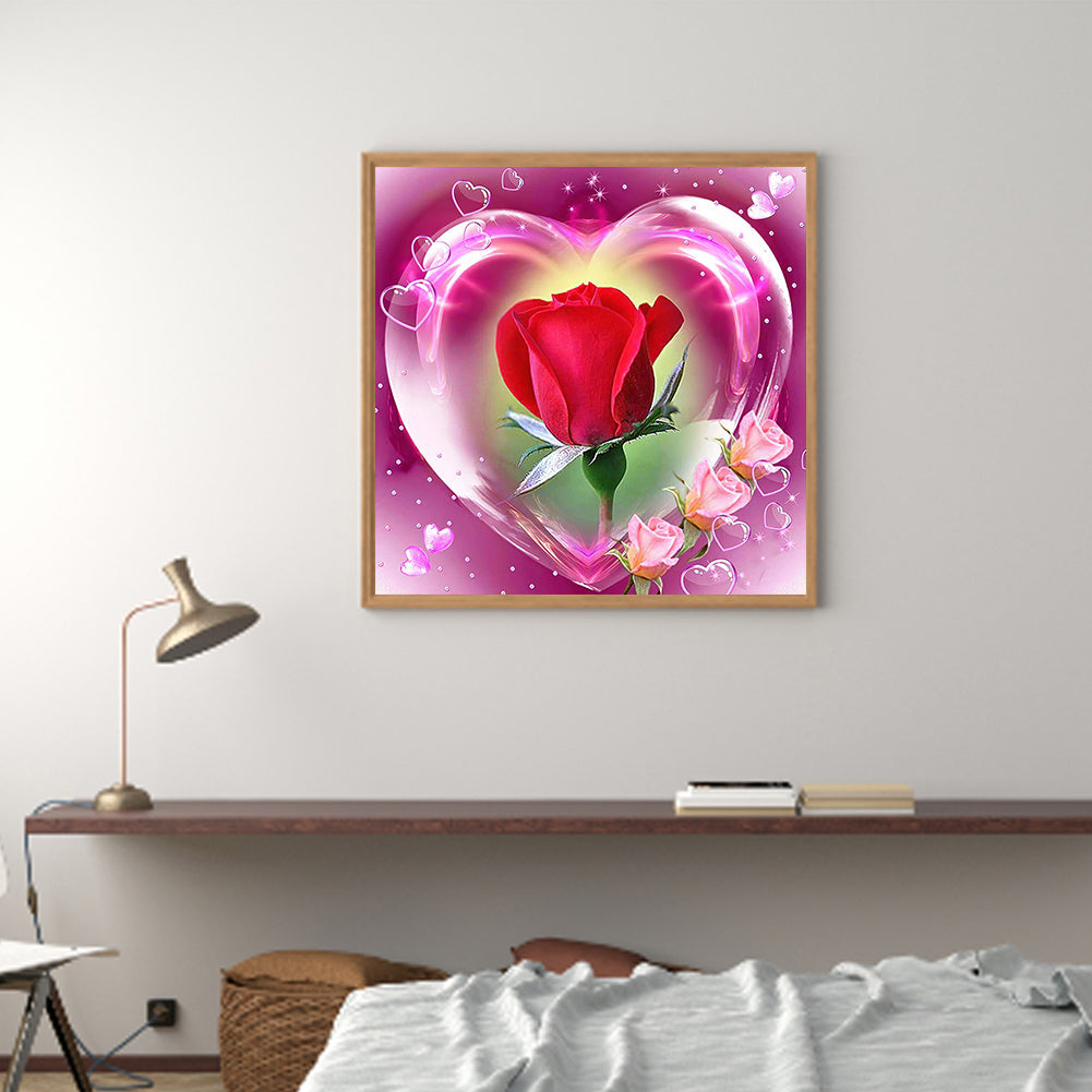 Heart Rose - Full Round Drill Diamond Painting 30*30CM
