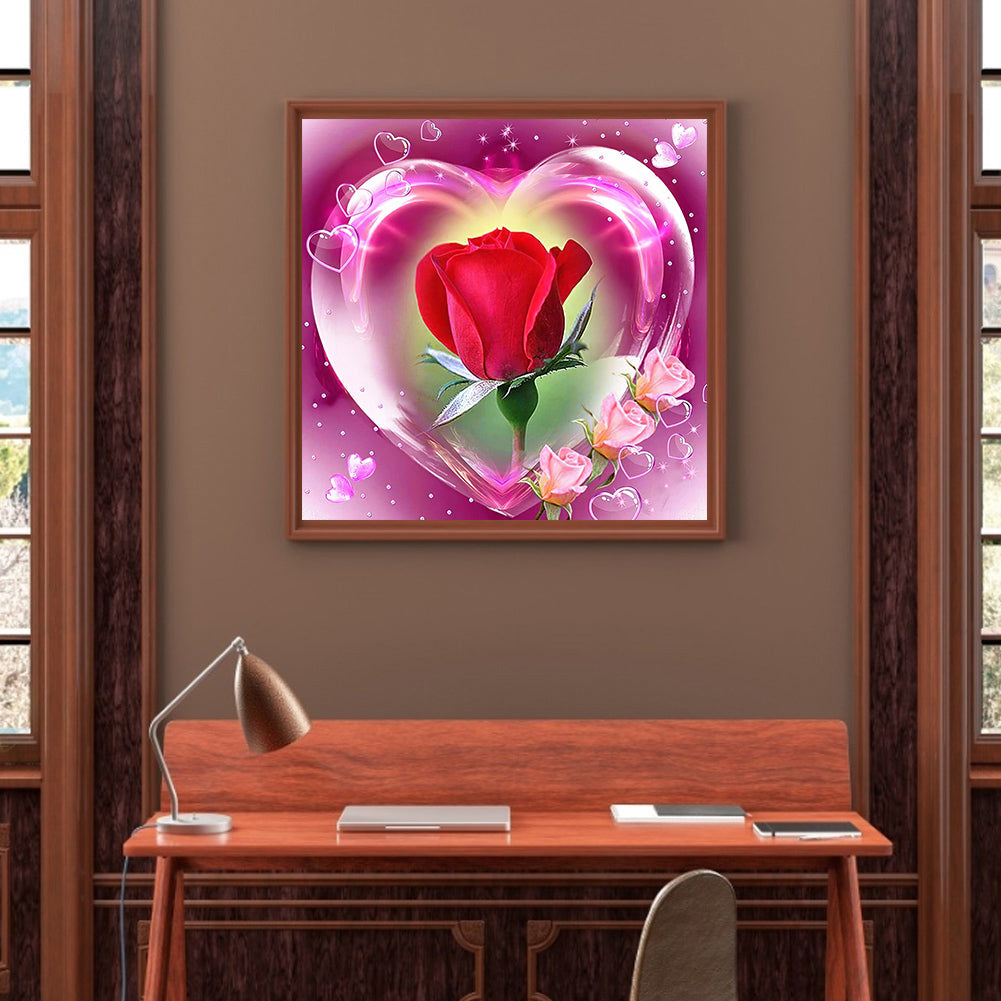 Heart Rose - Full Round Drill Diamond Painting 30*30CM