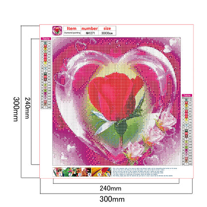 Heart Rose - Full Round Drill Diamond Painting 30*30CM