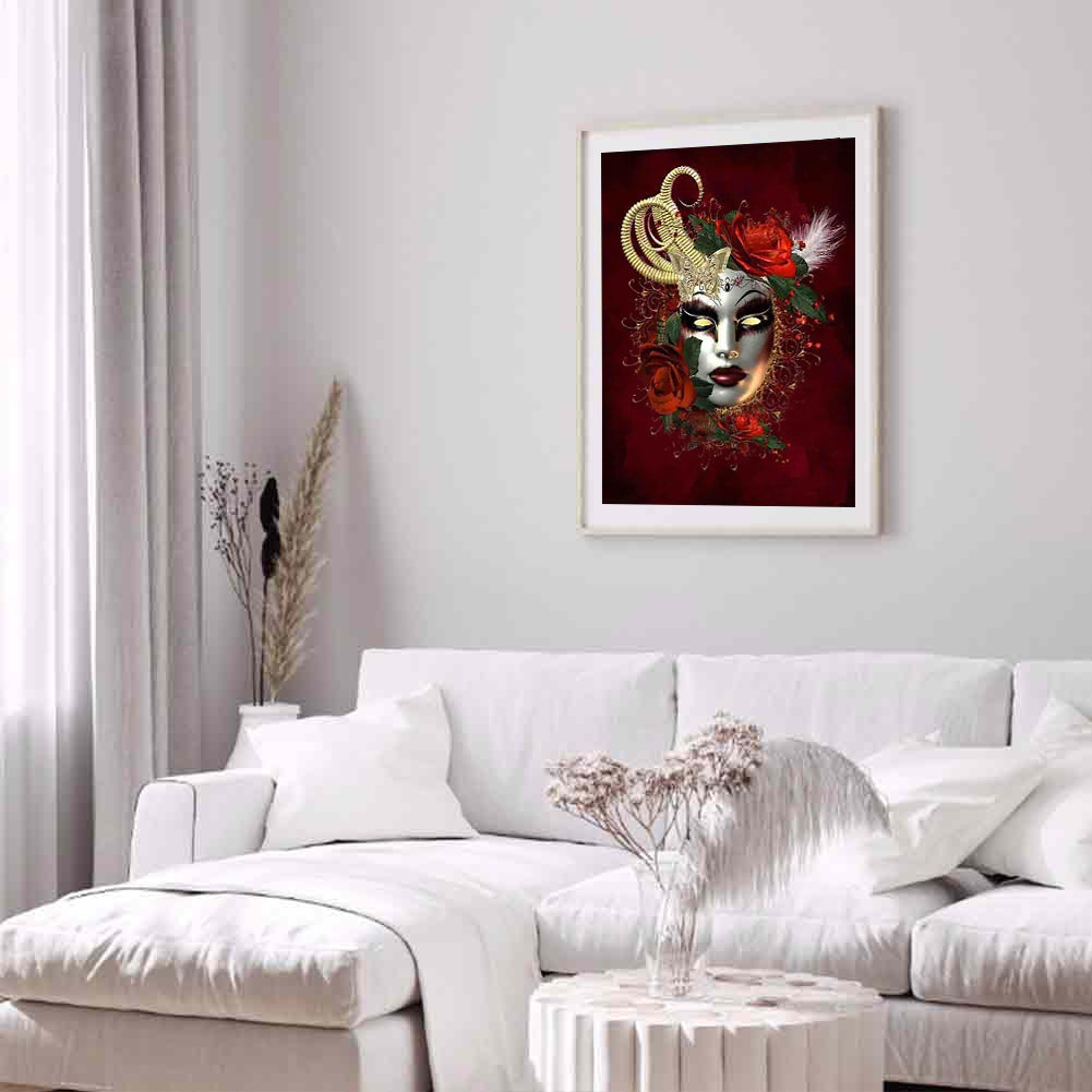 Flower Mask - Full Round Drill Diamond Painting 30*40CM