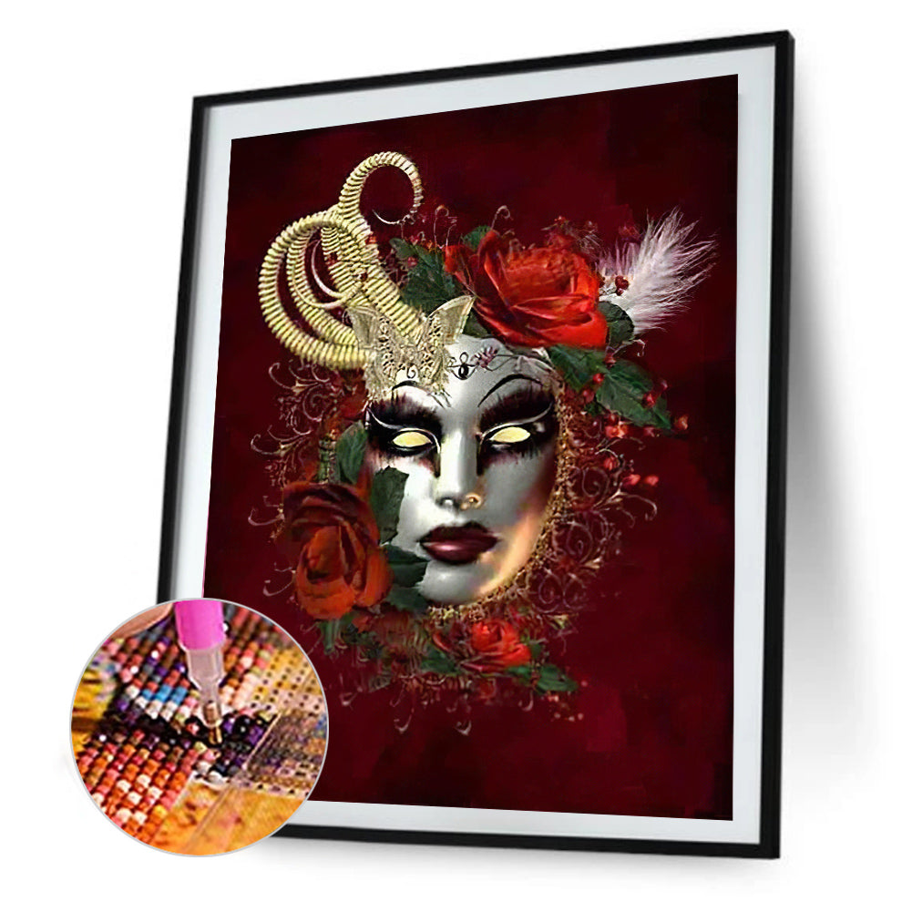 Flower Mask - Full Round Drill Diamond Painting 30*40CM