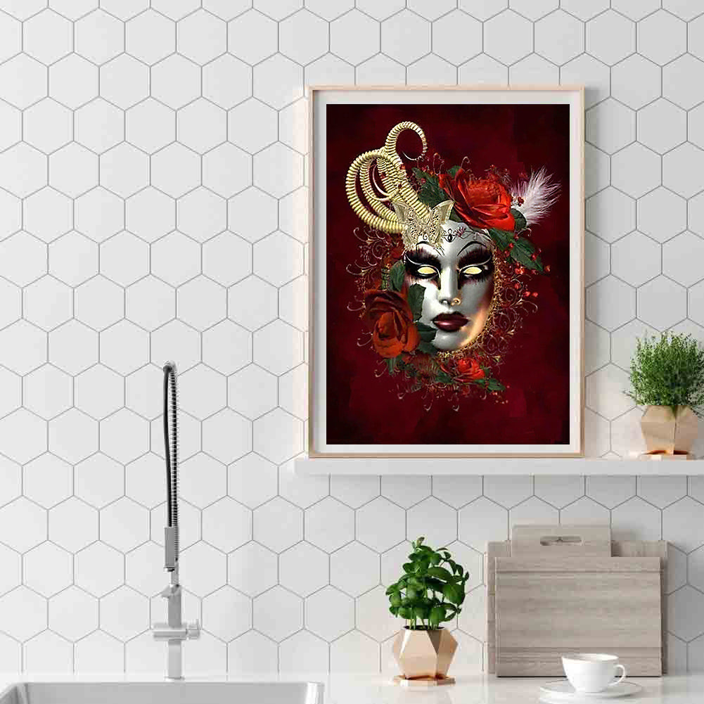 Flower Mask - Full Round Drill Diamond Painting 30*40CM