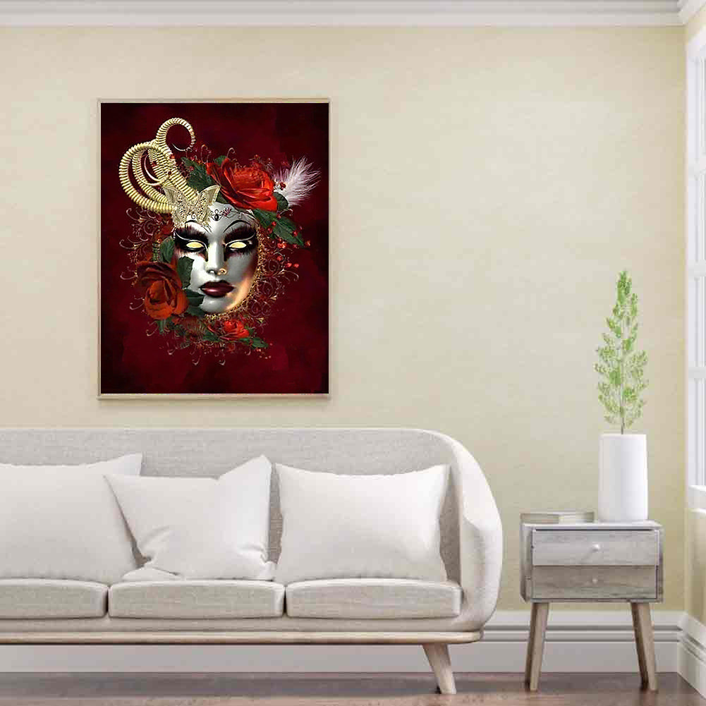 Flower Mask - Full Round Drill Diamond Painting 30*40CM