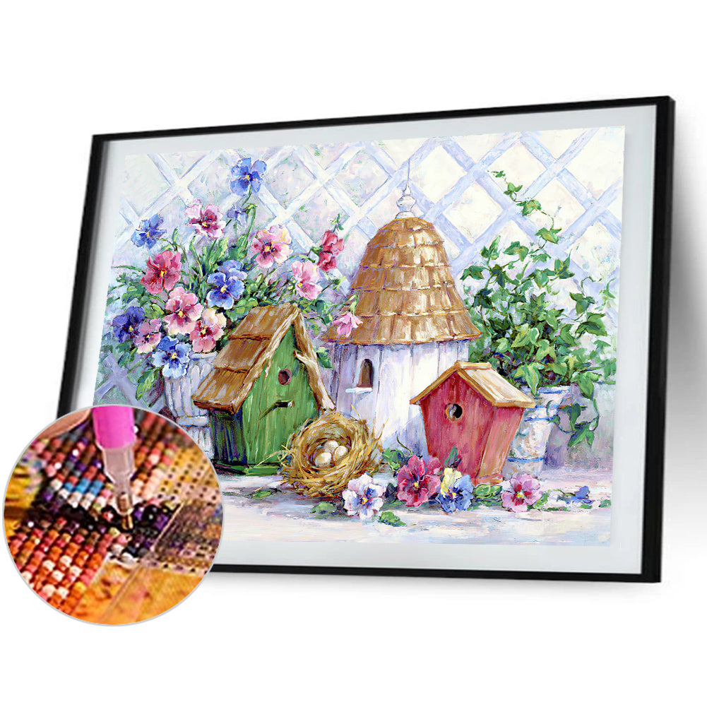 Bird House - Full Round Drill Diamond Painting 40*30CM