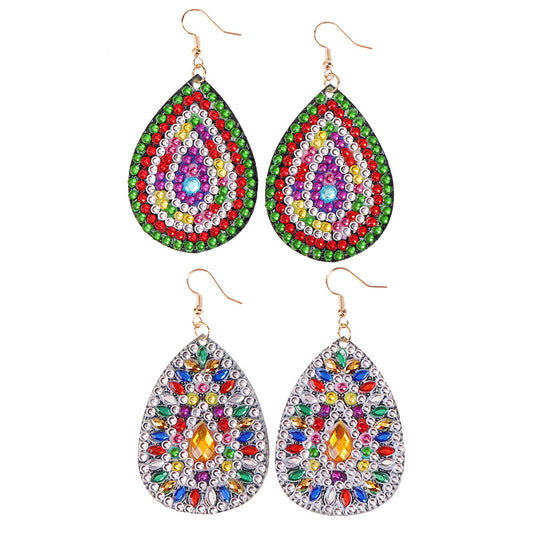 Handmade DIY Diamond Painting Mandala Patterns Stud Earrings for Women