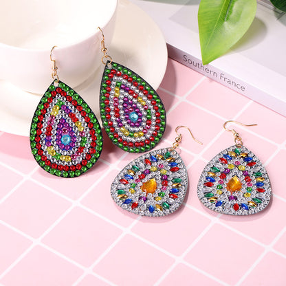 Handmade DIY Diamond Painting Mandala Patterns Stud Earrings for Women