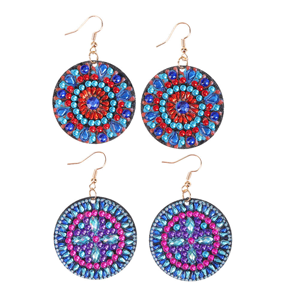 Handmade DIY Diamond Painting Mandala Patterns Stud Earrings for Women