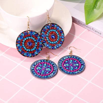 Handmade DIY Diamond Painting Mandala Patterns Stud Earrings for Women