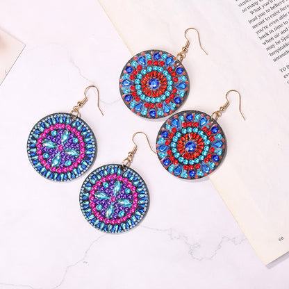 Handmade DIY Diamond Painting Mandala Patterns Stud Earrings for Women