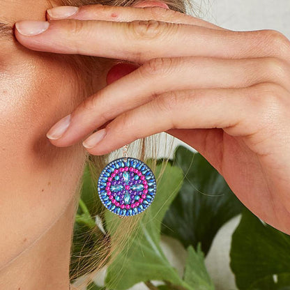 Handmade DIY Diamond Painting Mandala Patterns Stud Earrings for Women