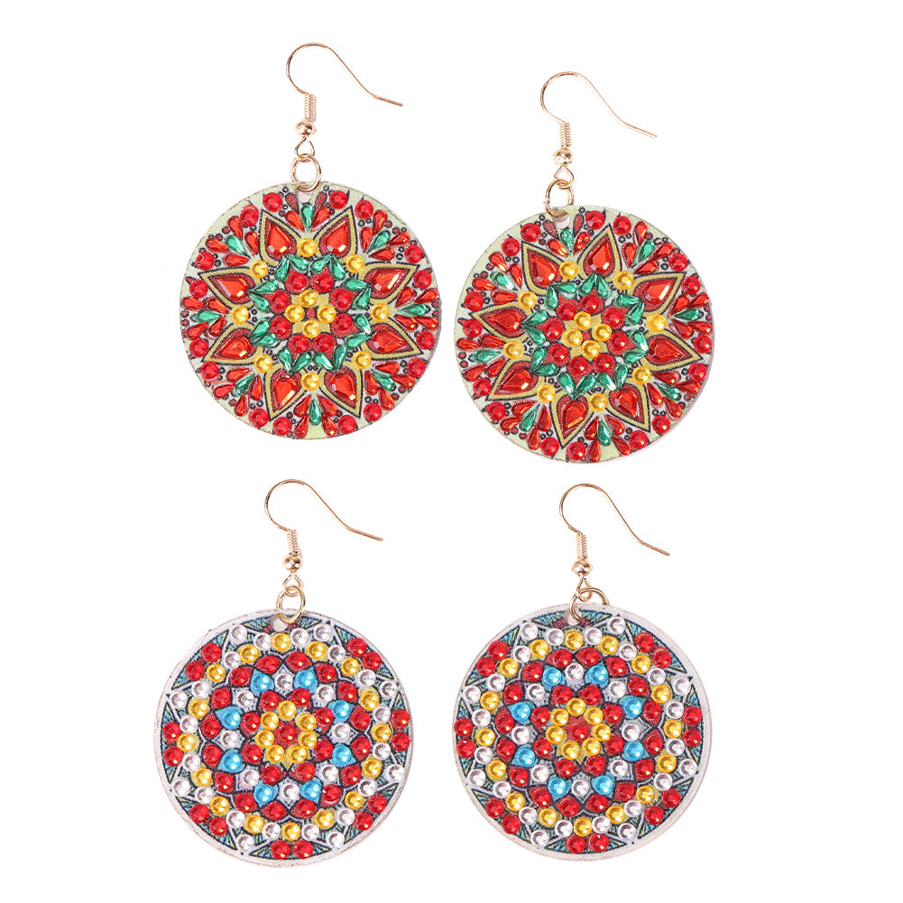 Handmade DIY Diamond Painting Mandala Patterns Stud Earrings for Women