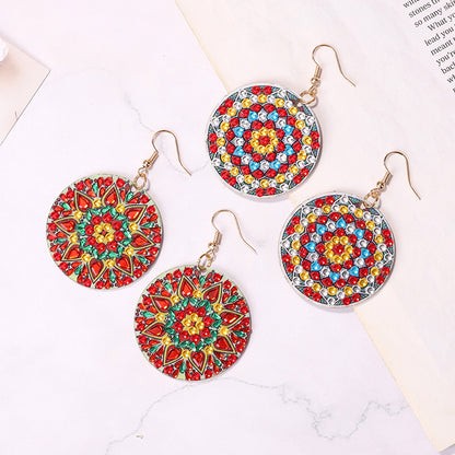 Handmade DIY Diamond Painting Mandala Patterns Stud Earrings for Women