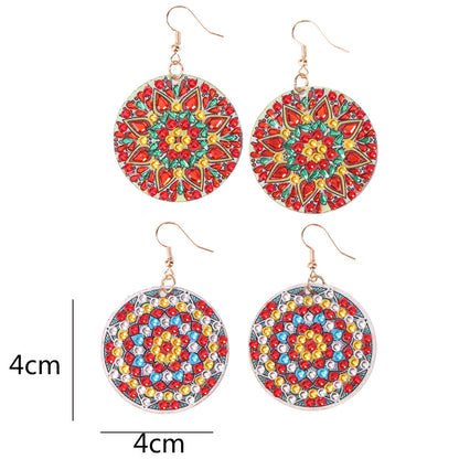 Handmade DIY Diamond Painting Mandala Patterns Stud Earrings for Women