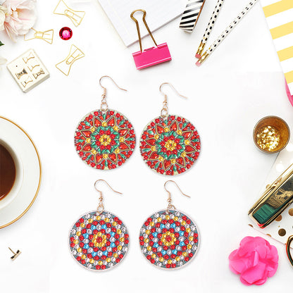 Handmade DIY Diamond Painting Mandala Patterns Stud Earrings for Women