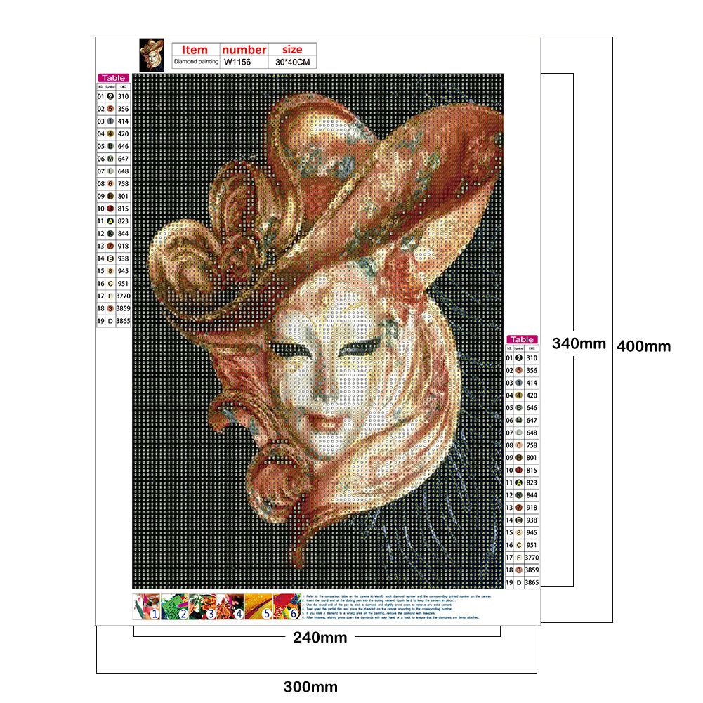 Mask Women - Full Round Drill Diamond Painting 30*40CM