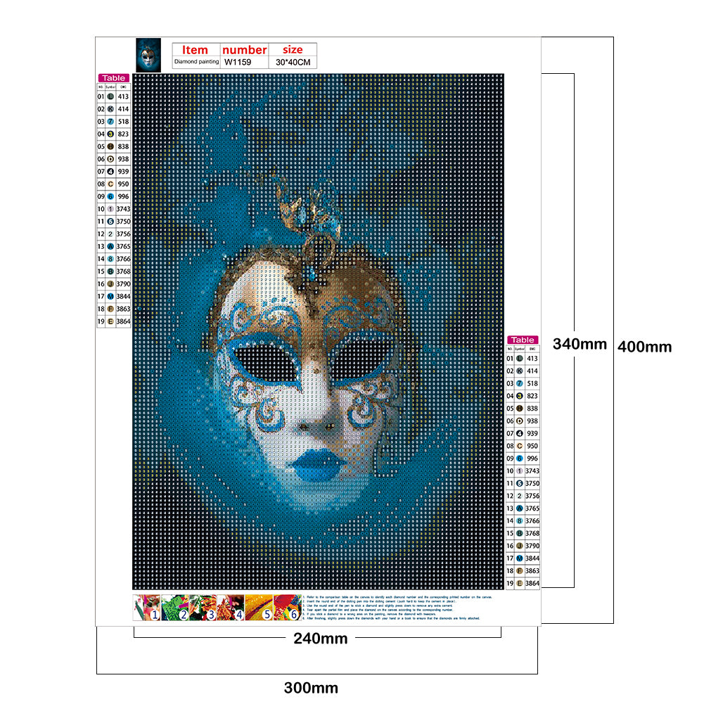 Mask Women - Full Round Drill Diamond Painting 30*40CM