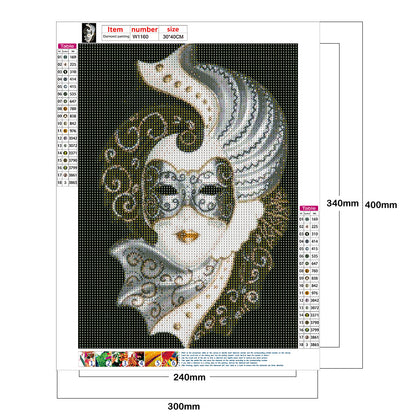 Mask Women - Full Round Drill Diamond Painting 30*40CM