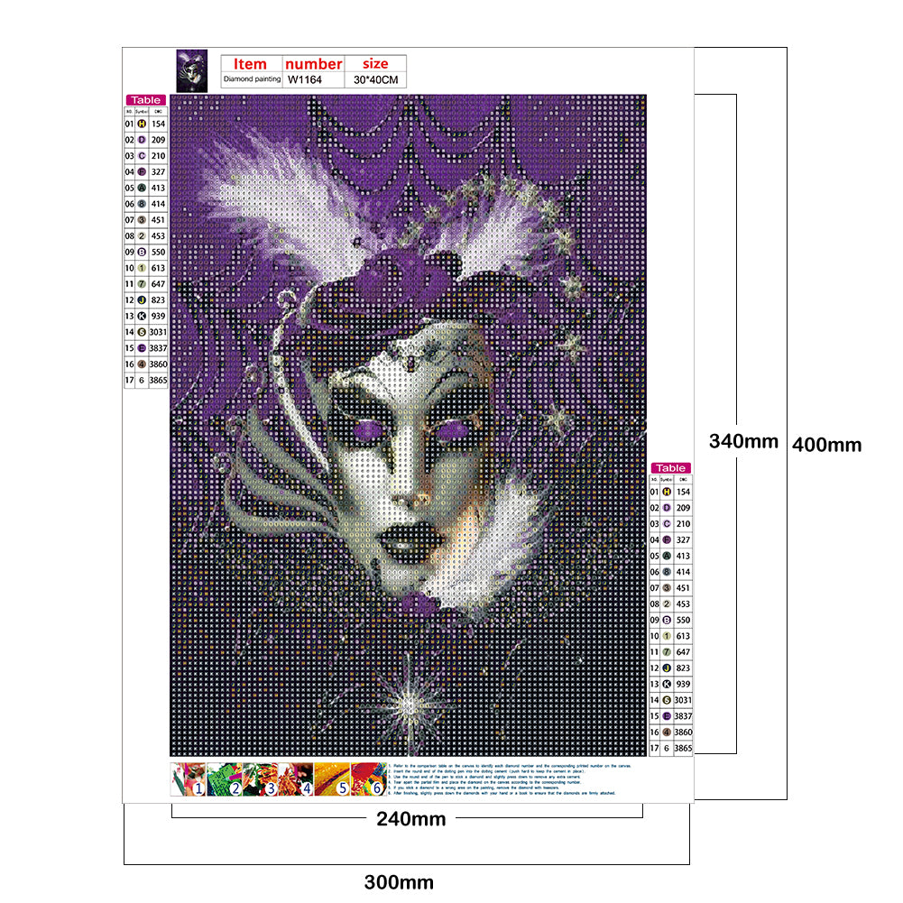 Mask Women - Full Round Drill Diamond Painting 30*40CM