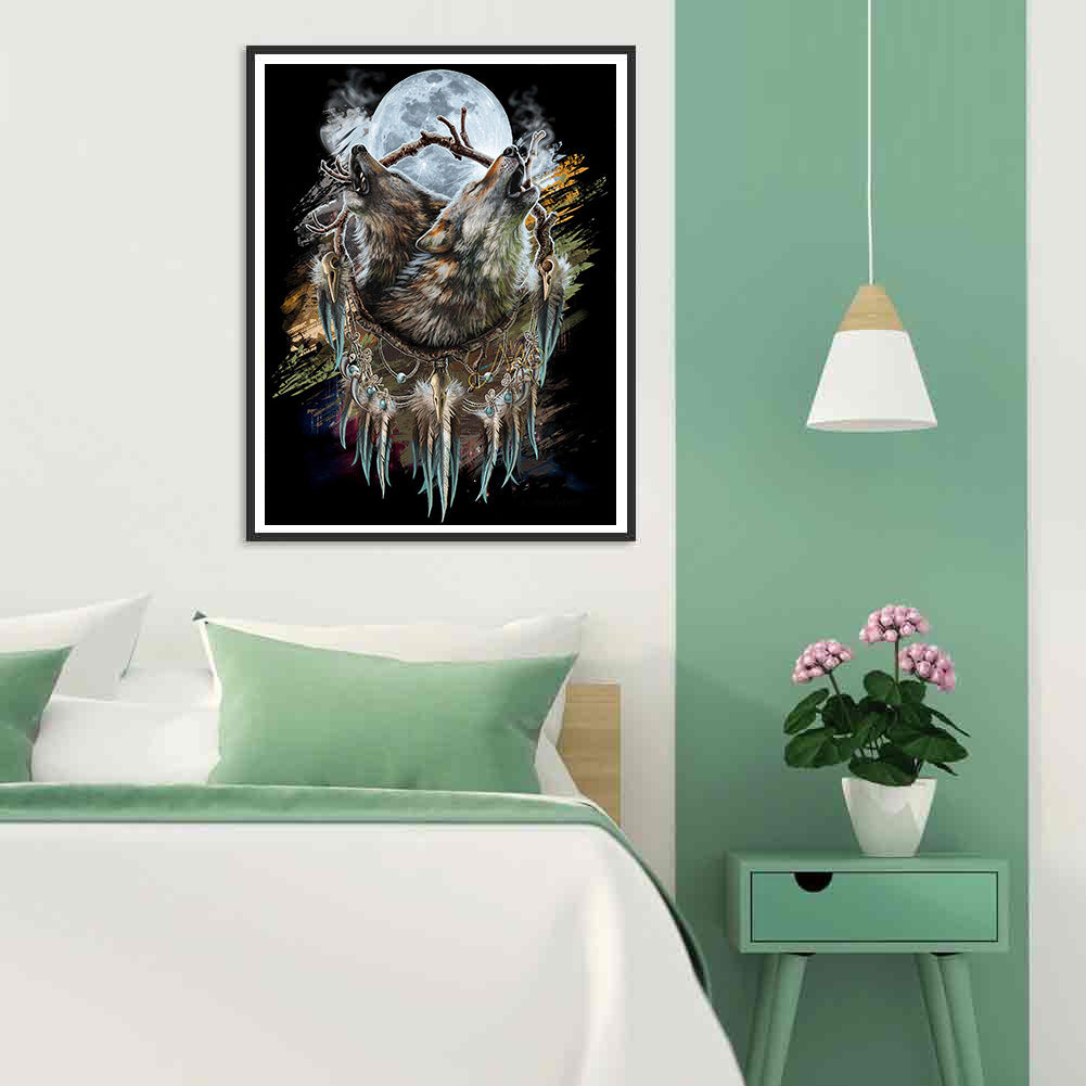 Native Wolf - Full Round Drill Diamond Painting 50*60CM