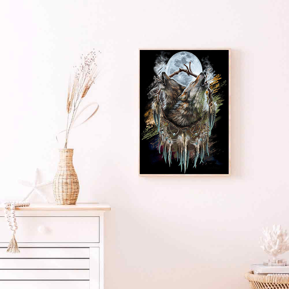 Native Wolf - Full Round Drill Diamond Painting 50*60CM