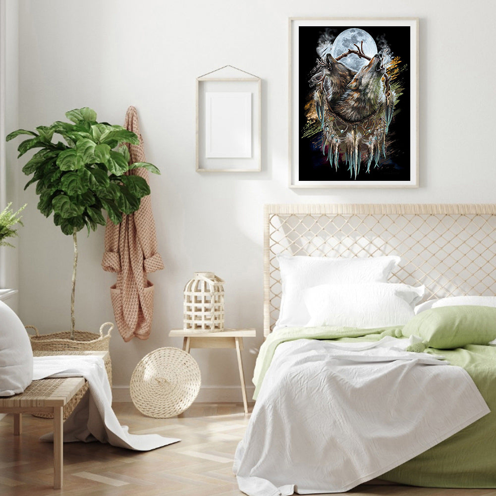 Native Wolf - Full Round Drill Diamond Painting 50*60CM