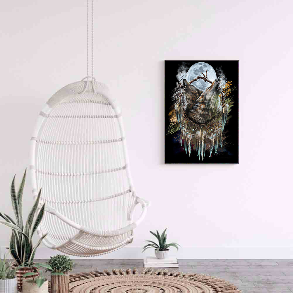 Native Wolf - Full Round Drill Diamond Painting 50*60CM