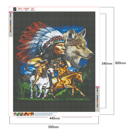 Native Wolf - Full Round Drill Diamond Painting 50*60CM