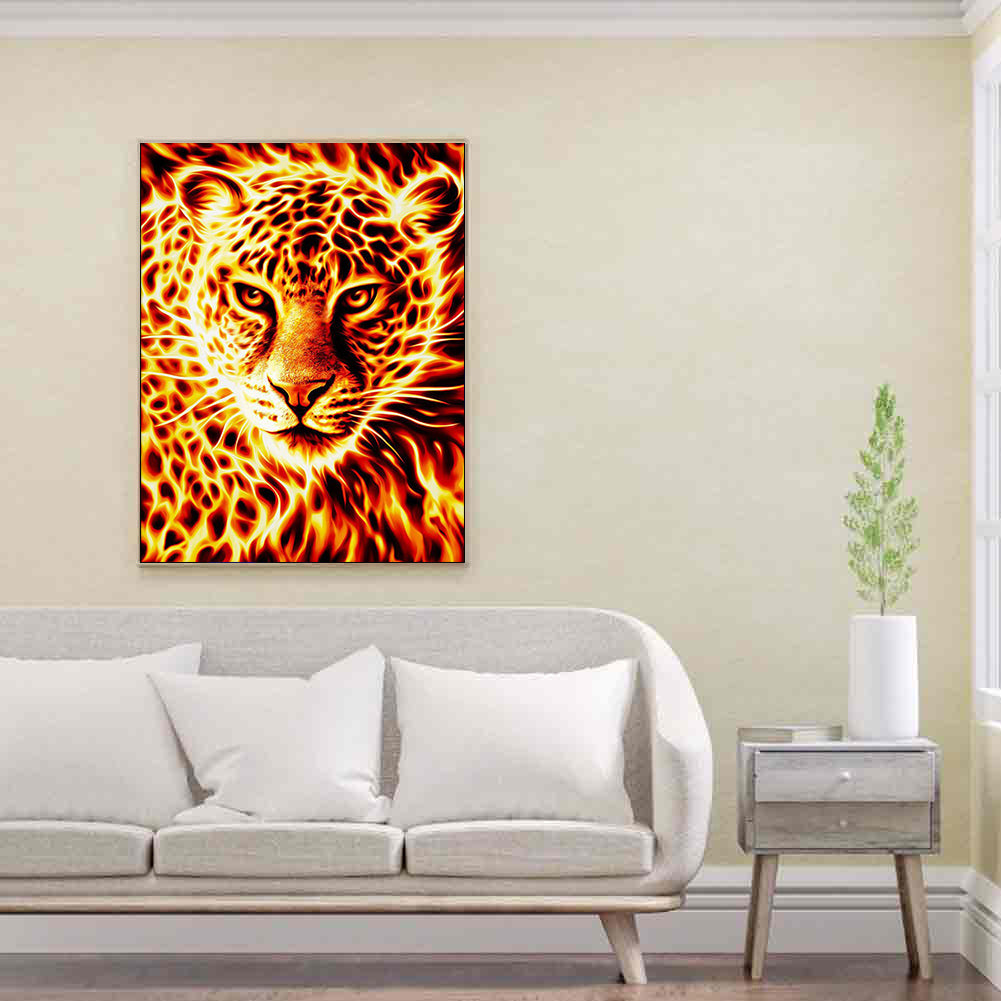 Flame Tiger - Full Round Drill Diamond Painting 30*40CM