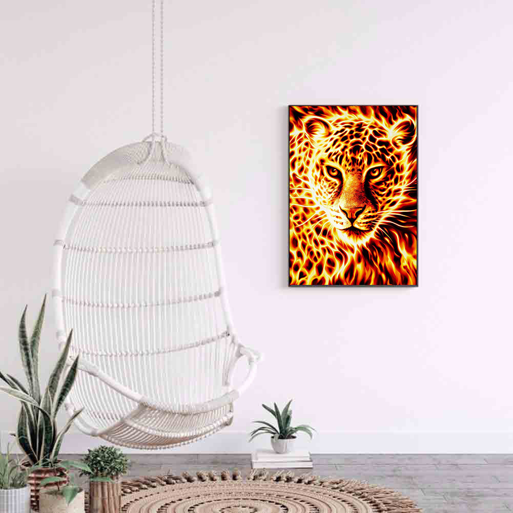 Flame Tiger - Full Round Drill Diamond Painting 30*40CM