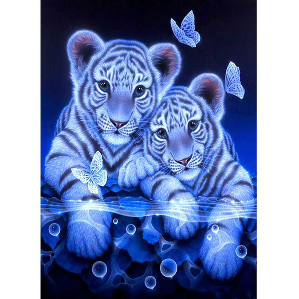 Snuggling Tiger - Full Round Drill Diamond Painting 30*40CM