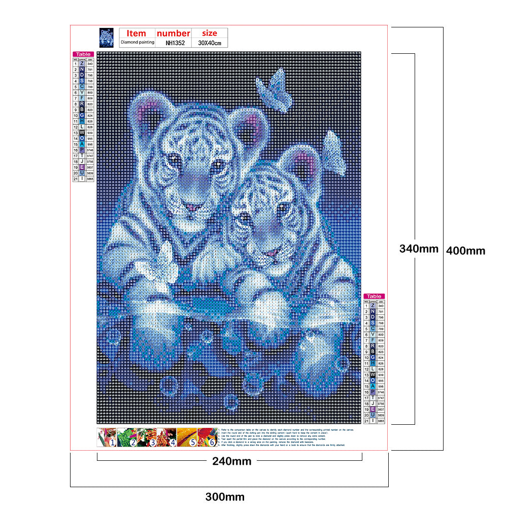 Snuggling Tiger - Full Round Drill Diamond Painting 30*40CM