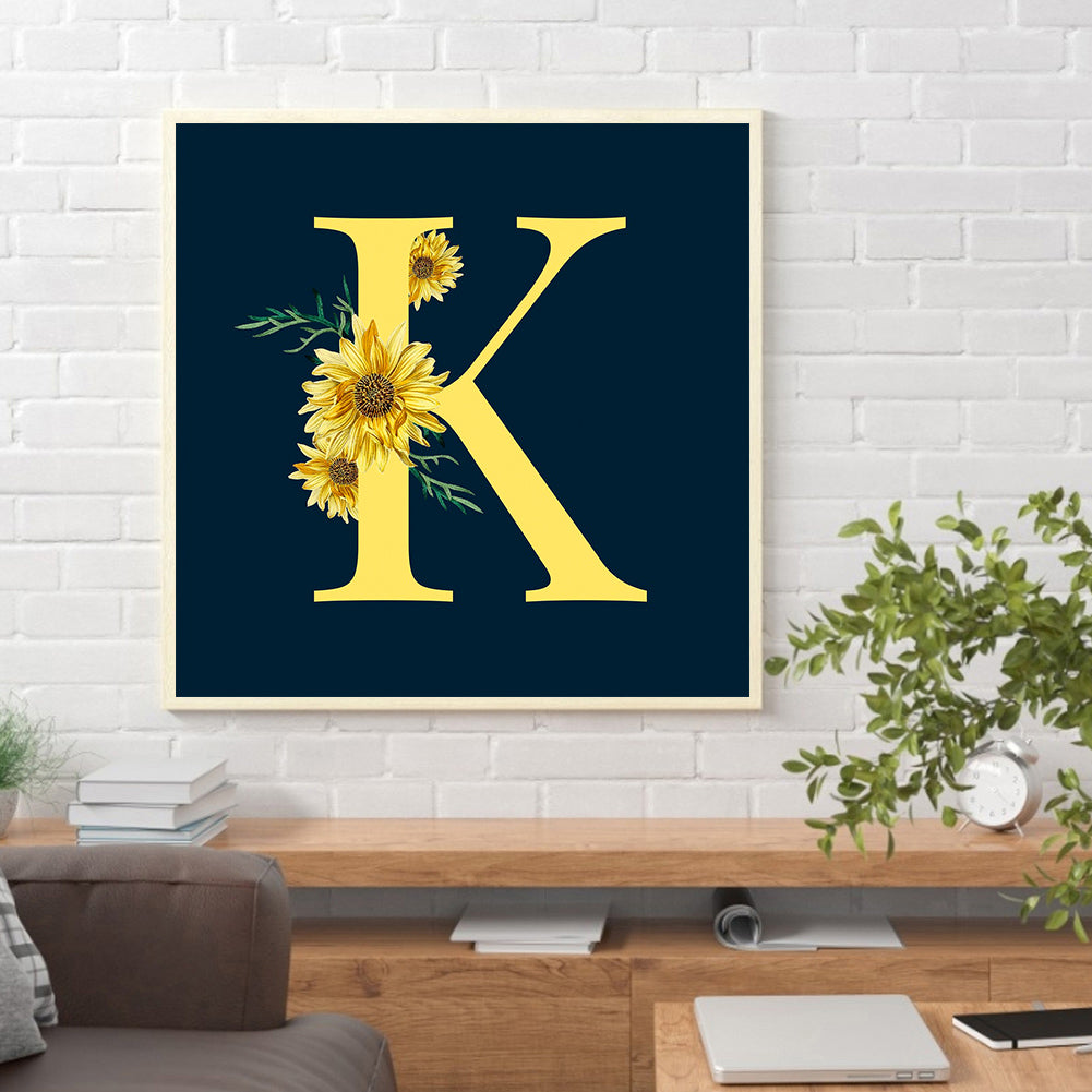 Sunflower Letter - Full Round Drill Diamond Painting 30*30CM