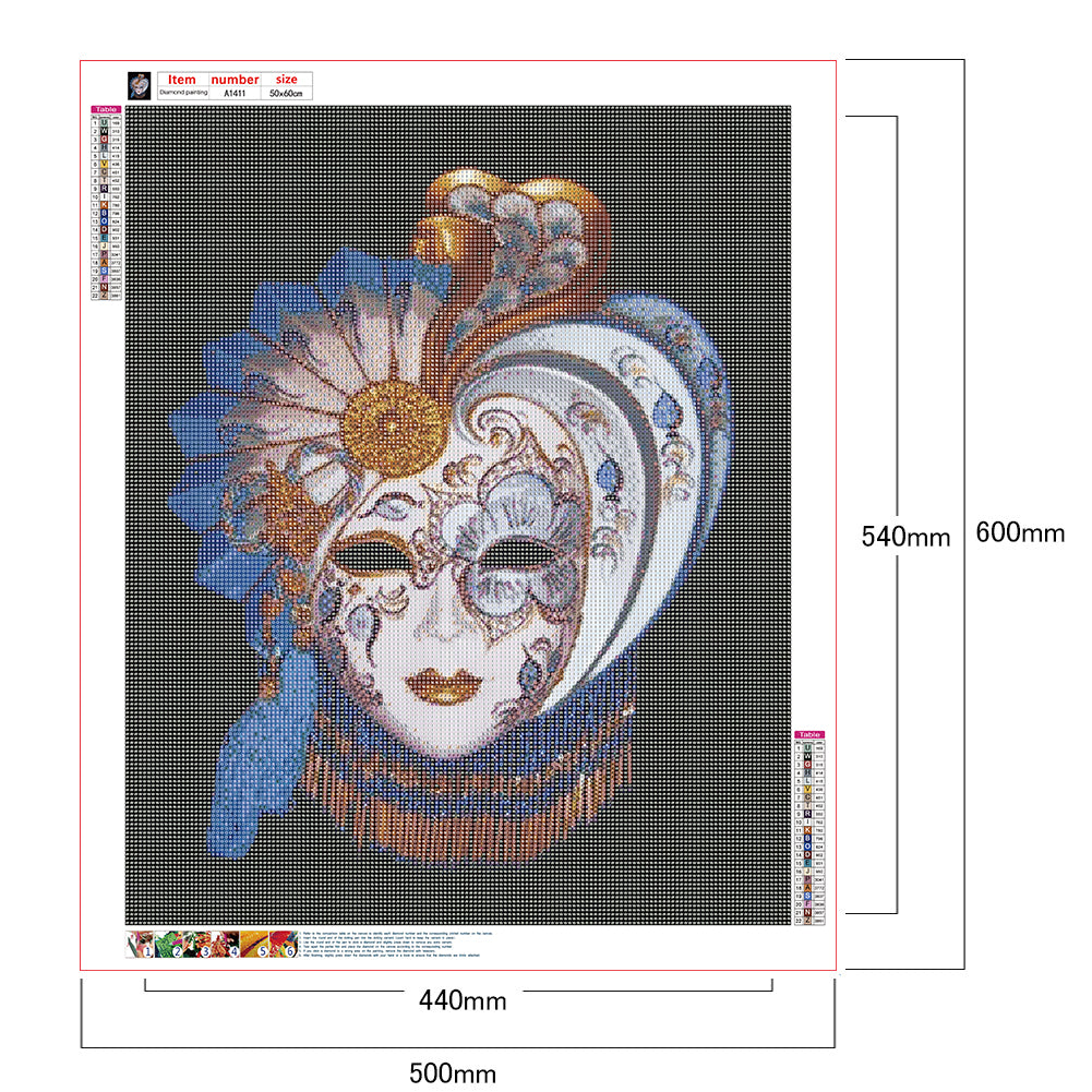 Flower Mask - Full Round Drill Diamond Painting 50*60CM