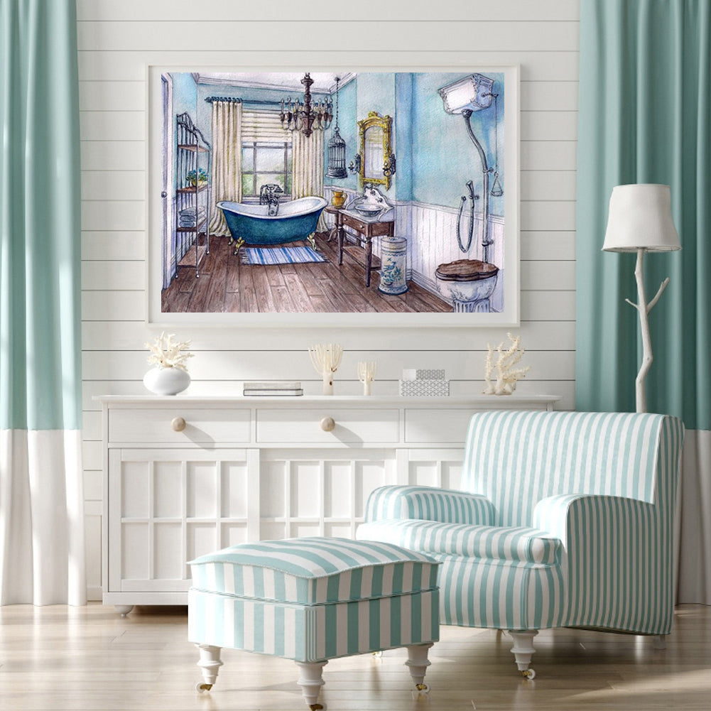 Bathroom View - Full Round Drill Diamond Painting 30*40CM