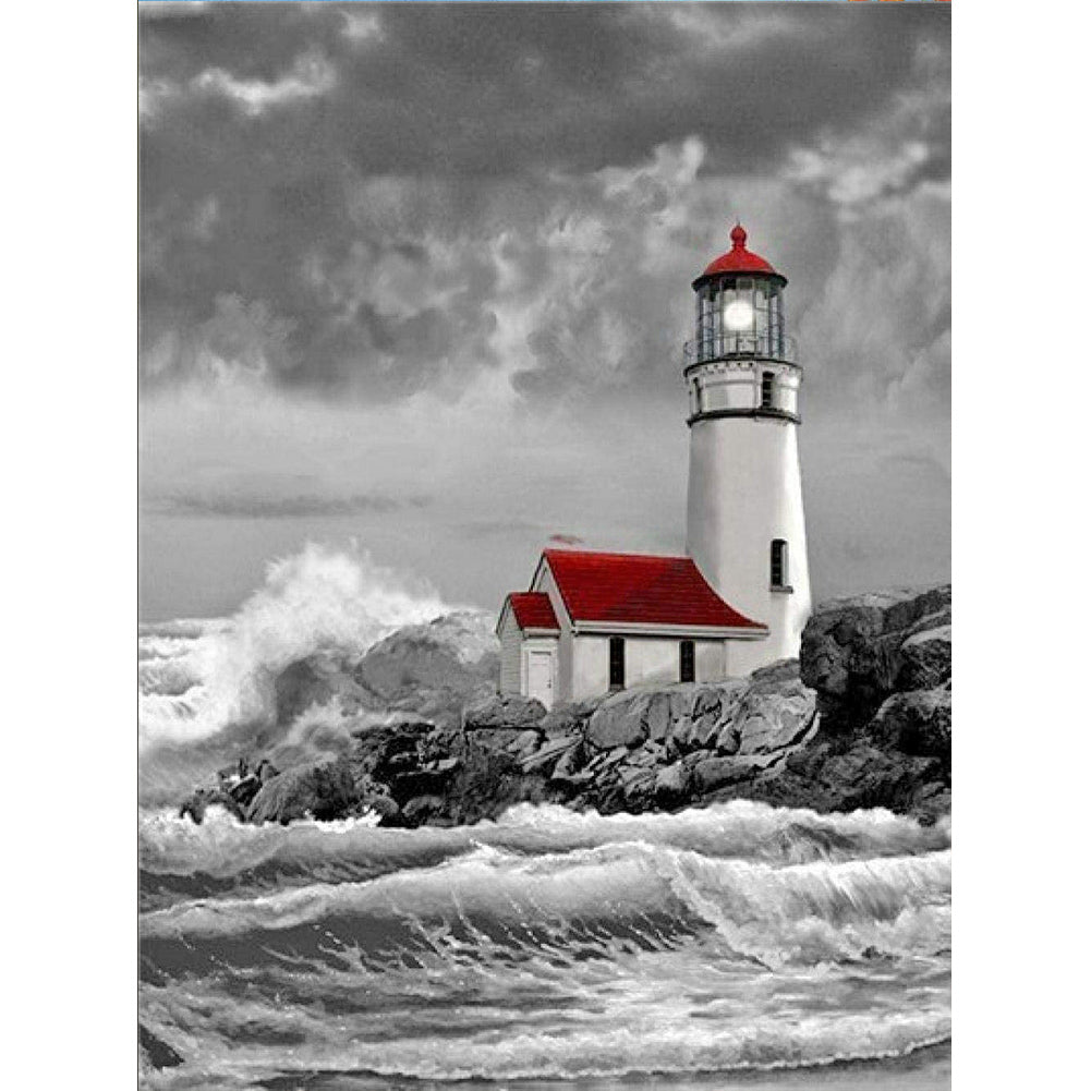 Sea Lighthouse - Full Round Drill Diamond Painting 40*50CM