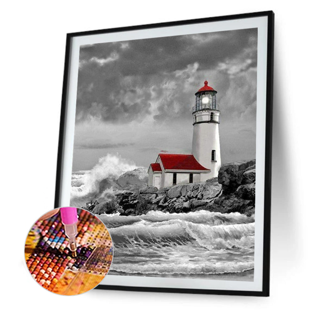 Sea Lighthouse - Full Round Drill Diamond Painting 40*50CM