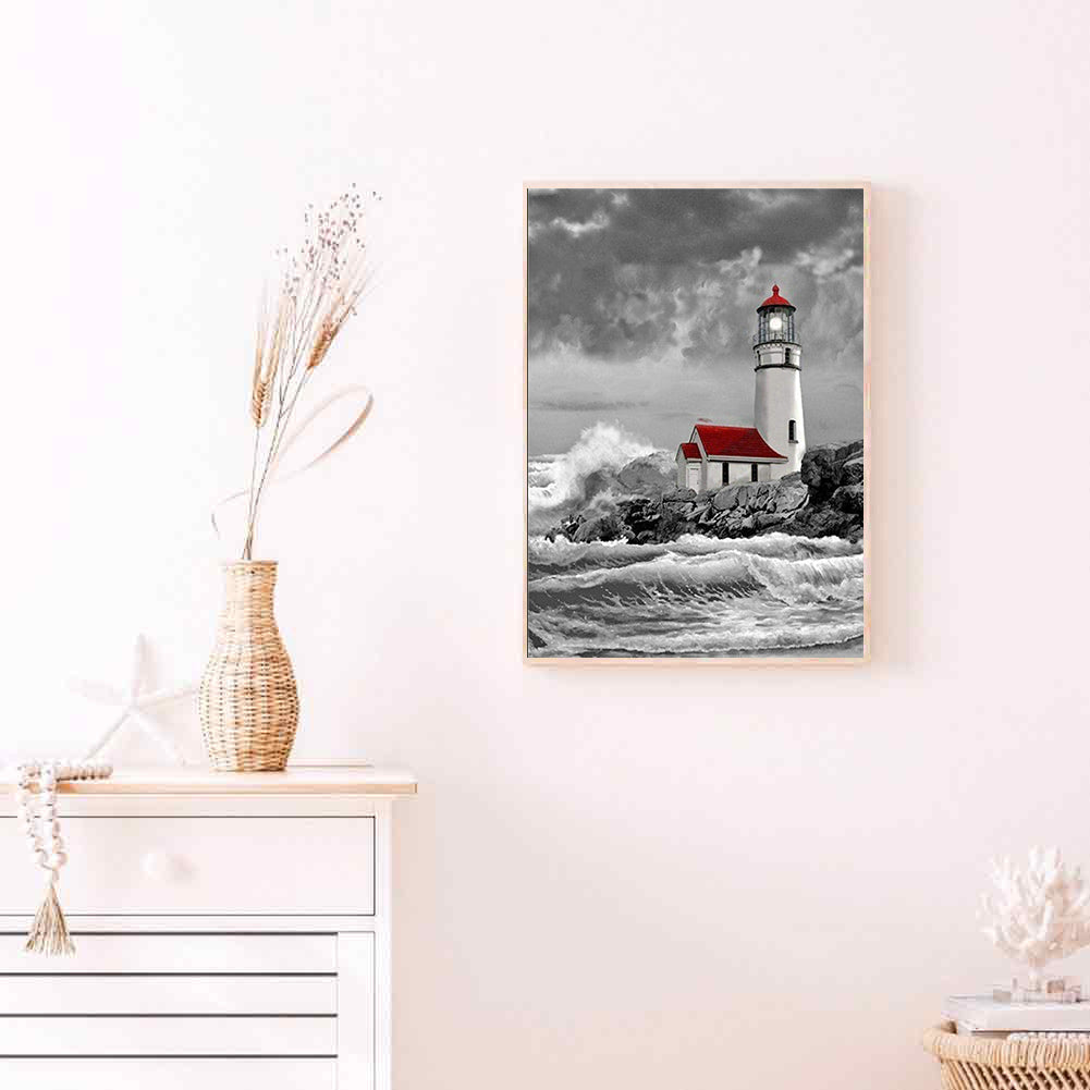 Sea Lighthouse - Full Round Drill Diamond Painting 40*50CM